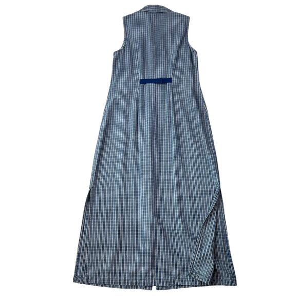 Vintage Faded Glory Women's Blue Plaid Flannel Collared Maxi Dress (Sz L) - Picture 6 of 14
